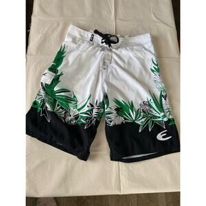 Exist Miami Mens Swim Shorts white Black Green Floral Size XXL